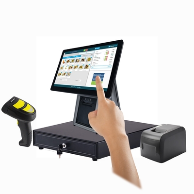 15.6 polegadas tudo em um caixa registrador tela sensível ao toque TFT LED tela Android sistema com impressora scanner para quiosque